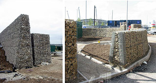 Free-standing gabion walls