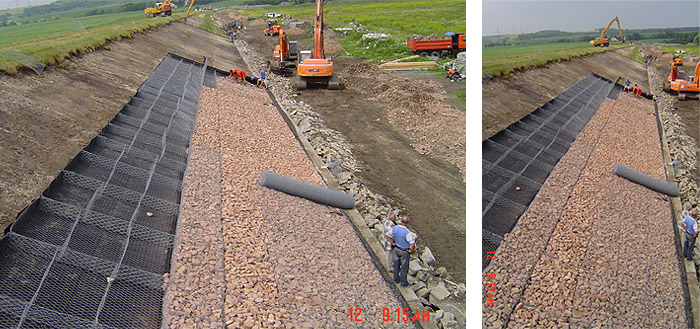 Zmoly Reservoir dam GABION mattress surfacing construction